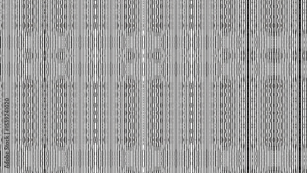 Poster monochrome vertical lines pattern with slight distortions and varying line thicknesses throughout