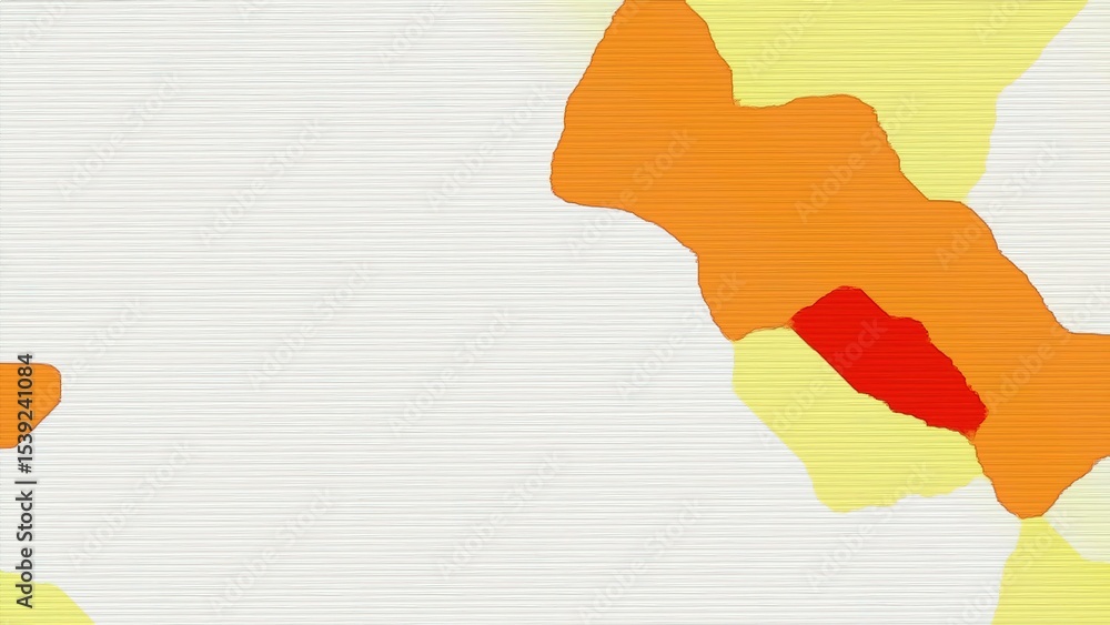 Poster abstract art featuring a white background with orange yellow and red shapes in a textured style