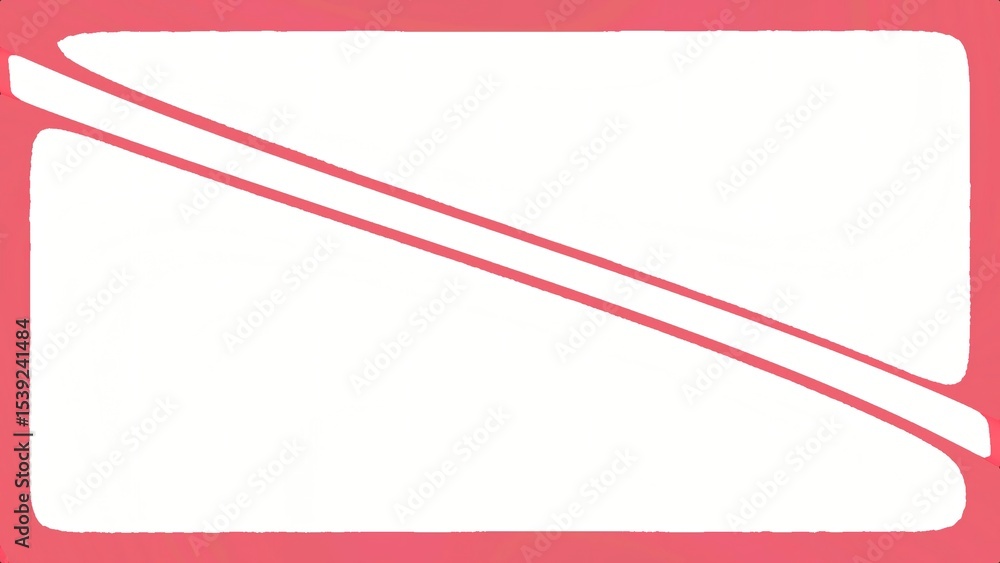 Poster a rectangular white space with a pink border and two pink lines crossing diagonally across the space