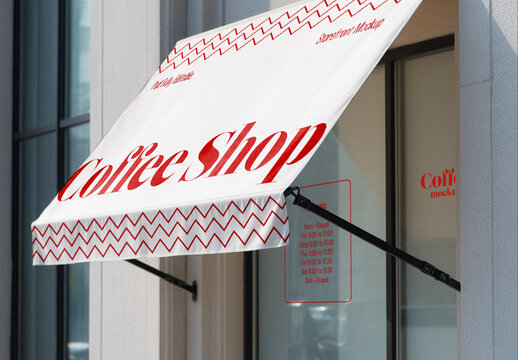 Outdoor Shop Awning and Window Mockup