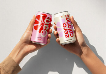 Two Soda Can Mockups in Hands