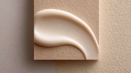 Creamy beige product swatch on textured surface. Beauty, skincare, cosmetics, lotion sample, makeup, product photography.