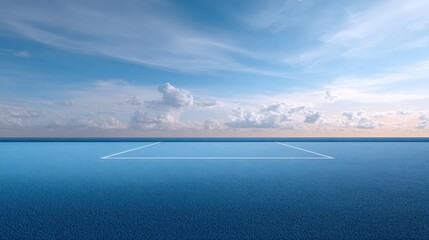 Abstract square on watery surface under cloudy sky. Minimalism, imagination, surreal, dreamscape, conceptual art, open space