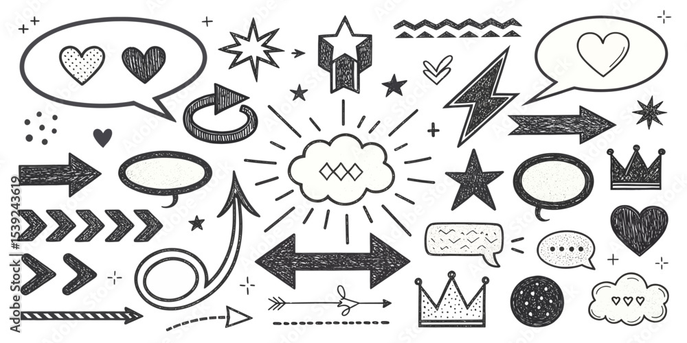 Aufkleber doodle vector element sketchy style design for social media decoration background and graphic design