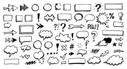 Hand Drawn Arrows Frames Speech Bubbles and Other Elements Collection Perfect for Graphic Design and Illustration Works