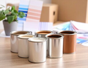 cans of paint  mockup on white background 