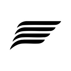 Minimalist vector icon of a spoiler wing with airflow curves. Speed and motion concept using sleek curved stripes.



