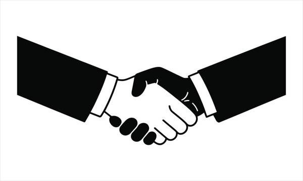 Simple black and white handshake icon illustration