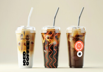 Iced Coffee Cups Mockup Trio