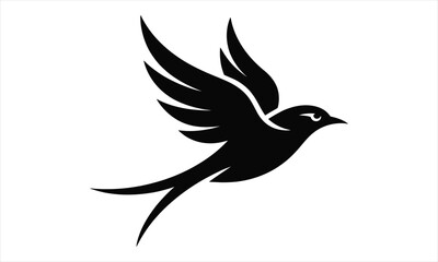 Fototapeta premium Elegant black silhouette of a bird in flight