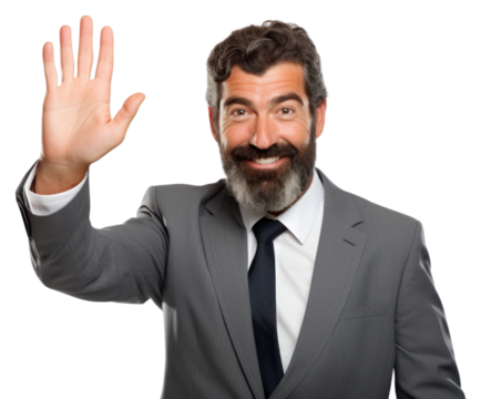 PNG Man making a friendly waving hand portrait adult photo. - Powered by Adobe