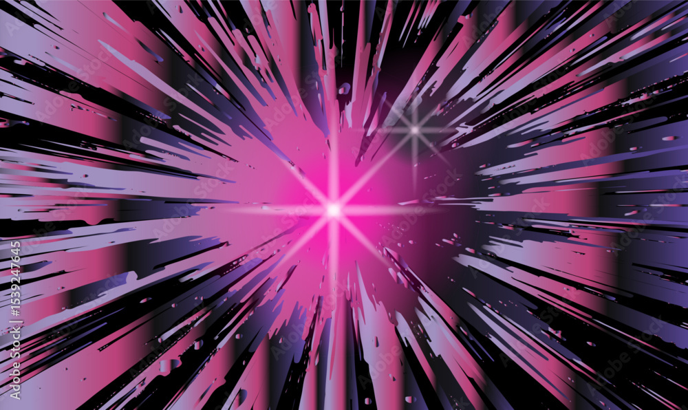 Aufkleber abstract vaporwave illustration with dynamic black and pink streaks radiating from a glowing magenta