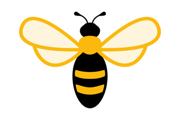 Simple yellow and black bee icon vector illustration. Clipart image isolated on background.