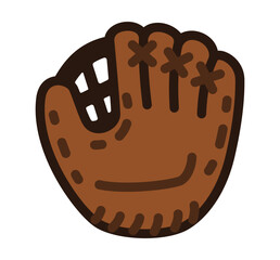 Brown baseball glove illustration_flat design style. Clipart image isolated on background.