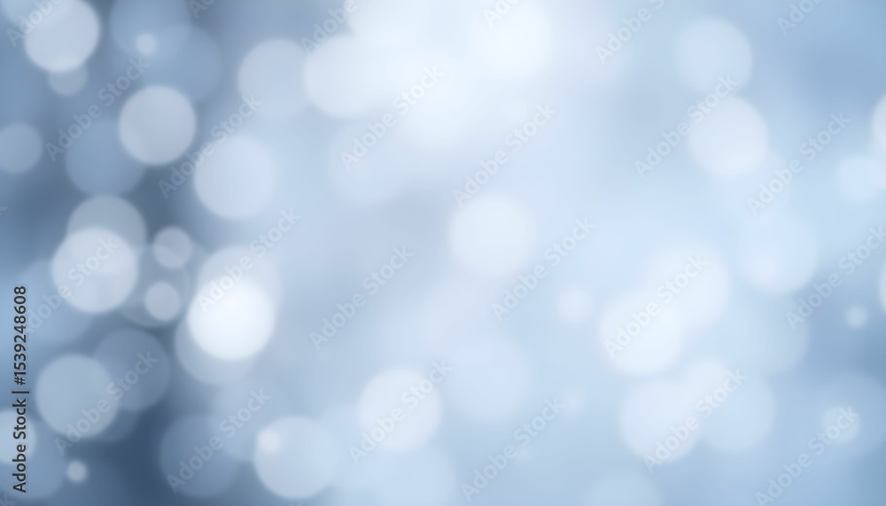 Poster abstract background with blurred, out-of-focus white and blue bokeh lights creating a soft, dreamy e