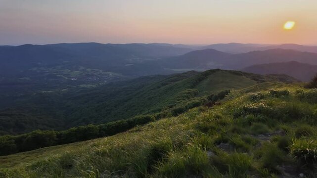 Sunset Timelapse from Smerek Peak in the Bieszczady Mountains, Poland