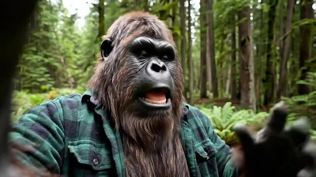 Bigfoot Vlogs Into Cellphone Camera