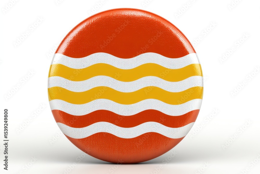 Poster 3d round abstract pattern ball with vibrant orange red yellow and white wavy stripes creating unique