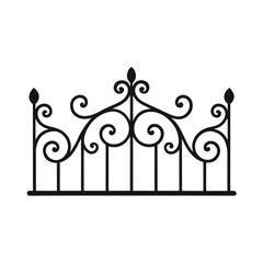 Flat Decorative Metal Fence with Swirls Vector Element