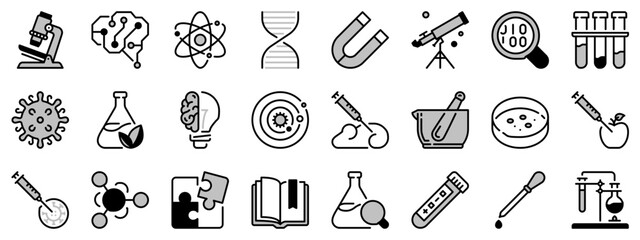 Icons in two tones  about science