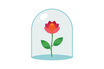 Obraz premium Enchanted Flower Under Glass Dome A Botanical Illustration