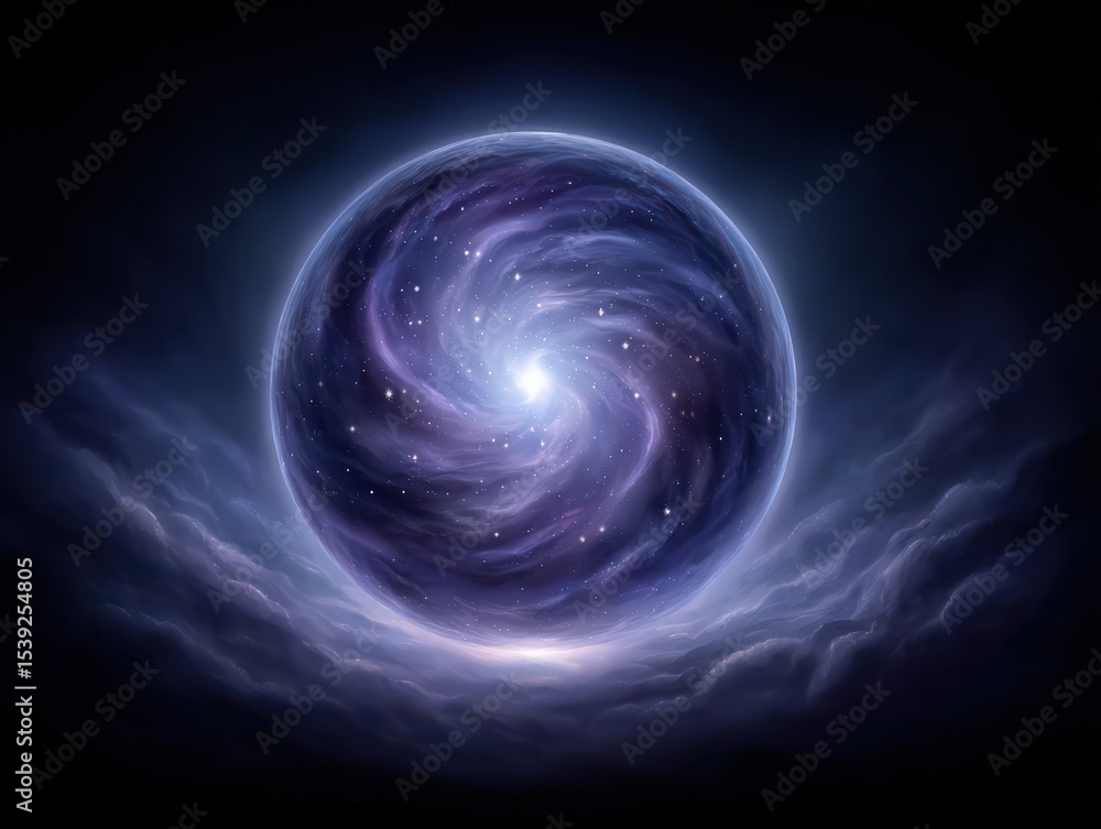 Poster a captivating cosmic swirl encapsulating the mysteries of the universe illuminated by stars with a n