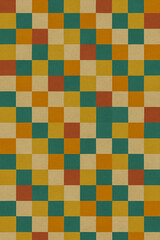 Vintage Geometric Checker Pattern in Mid-Century Colors