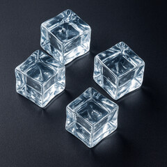 Elegant Japanese-Style Transparent Ice Cubes on Dark Background