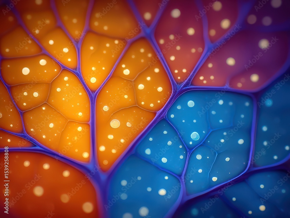 Aufkleber stunning close-up of intricate organic textures showcasing vibrant orange and blue cell-like structu