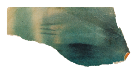 A piece of old vintage green paper, a torn page from a children's magazine