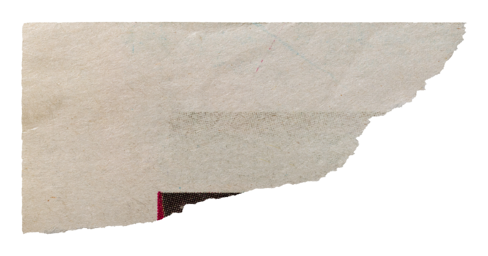 Old torn corner of newspaper, isolated tear of old vintage page