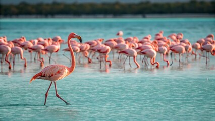 pink flamingos in the Beach