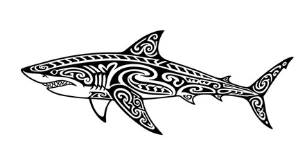 Fototapeta premium Tribal Shark Silhouette, Perfect for Tattoo Designs or Decor