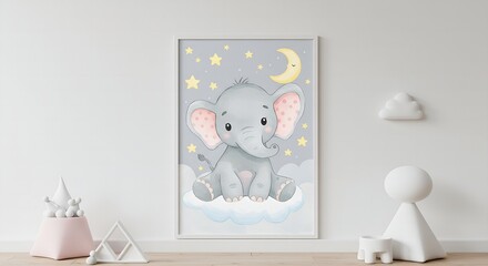 Cute Elephant Nursery Print Decorates a Child's Room