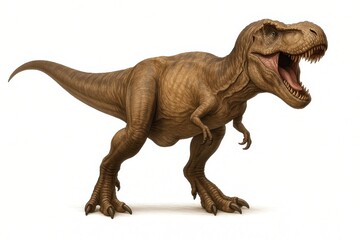Majestic Tyrannosaurus Rex dinosaur model showcased against pristine white background for educational content