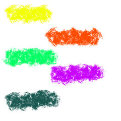 Mixed Color Dry Brush Stroke Set &ndash; Yellow, Orange, Green, Purple and Black Artistic Paint Stripes on White for Vibrant Abstract Art, Design Backgrounds, and Creative Visual Layouts
