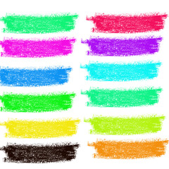 Neon Rainbow Marker Brush Strokes &ndash; Abstract Bright Colored Horizontal Lines on White Background for Modern Poster Design, Creative Branding, and Digital Visual Decoration Projects
