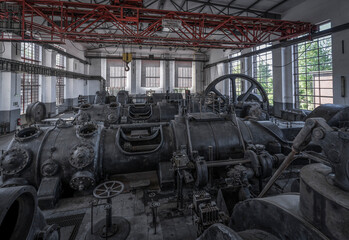 detail of a historic industrial compressor machine