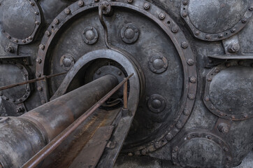 detail of a historic industrial compressor machine