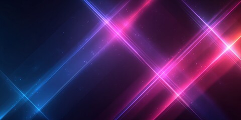 Glowing Crossed Light Beams in Dark Blue and Magenta Spectrum

