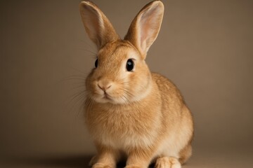 Obraz premium Adorable white bunny rabbit sitting peacefully in studio photography against clean white background