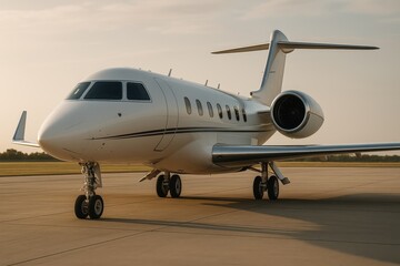 Naklejka premium Corporate aviation featuring luxury business jet aircraft for executive travel and premium transportation services