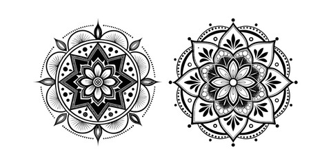 Elegant Mandala Designs: Captivating black and white mandala designs showcasing intricate details. evoking a sense of inner peace and harmony.