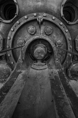 detail of a historic industrial compressor machine