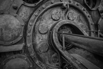 detail of a historic industrial compressor machine