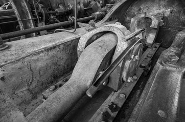 detail of a historic industrial compressor machine