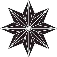 Striking Black and White Stylized Star-Shaped Geometric Pattern