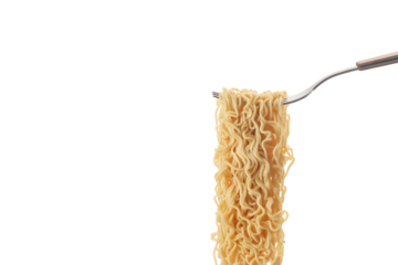 instant noodle on fork isolated