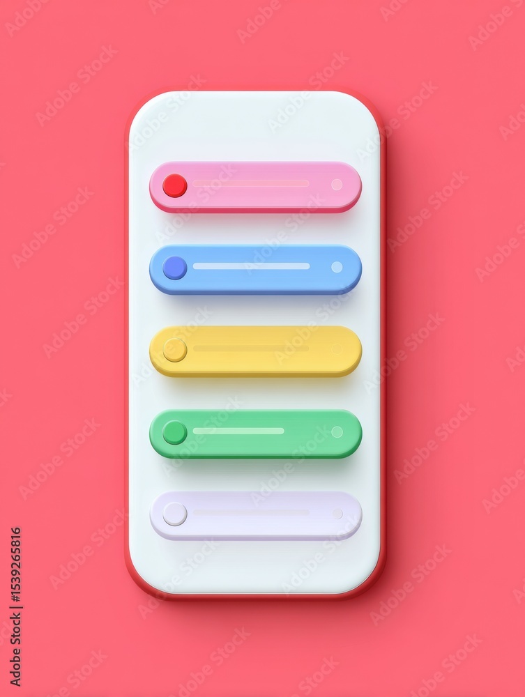 Fototapete Minimal Task Manager Interface Concept With Colorful Toggle Buttons on a Vibrant Background, Designed for Enhanced User Experience