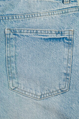 Vintage light blue denim pocket close-up with stitching details